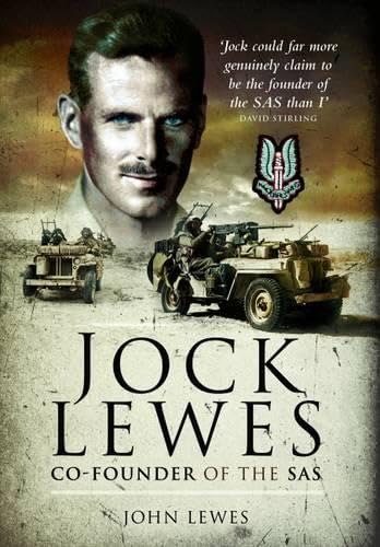 Book cover featuring Jock Lewes, a portrait with military vehicles below.