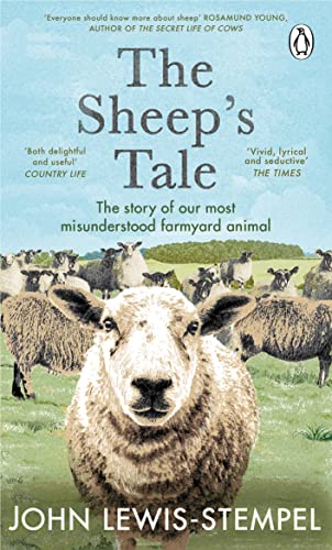 Book cover featuring a close-up of a sheep and a field of sheep.