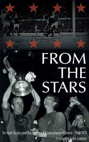 Book cover with black and white football players and trophy, surrounded by red stars.