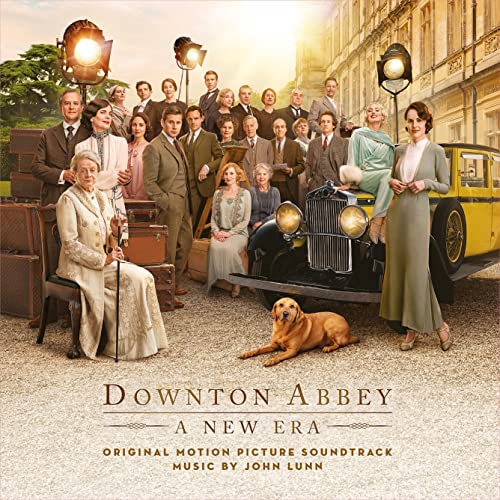 “Downton Abbey: A New Era” CD cover with cast, car, and dog.