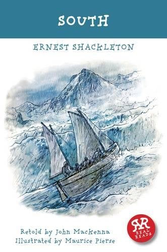 Book cover: “South” by Ernest Shackleton, depicting a ship at sea.