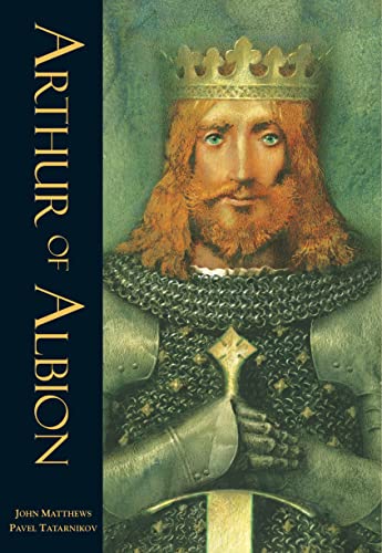 Book cover: King Arthur portrait with crown and chainmail armor.