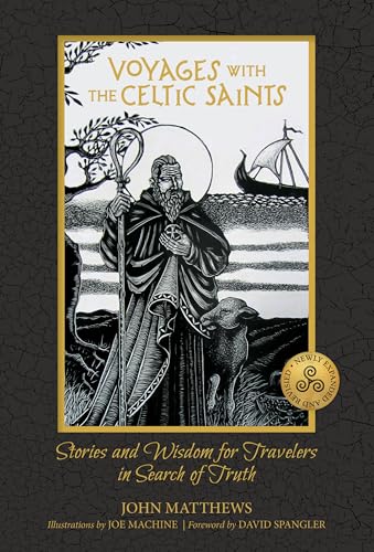 Book cover depicting a Celtic saint with staff, boat, and dog.