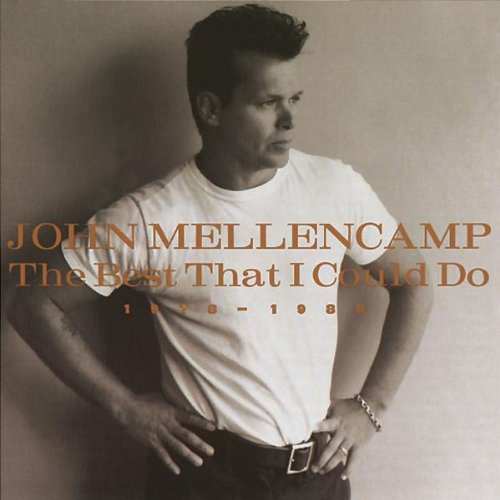 John Mellencamp in a white t-shirt on the cover of his album.