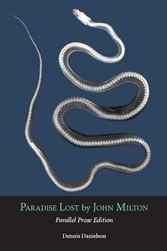 Book cover: silver snake on dark blue, text "Paradise Lost" below.