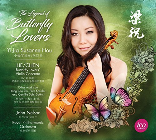 CD cover: violinist, butterflies, floral design, and text in English and Chinese.