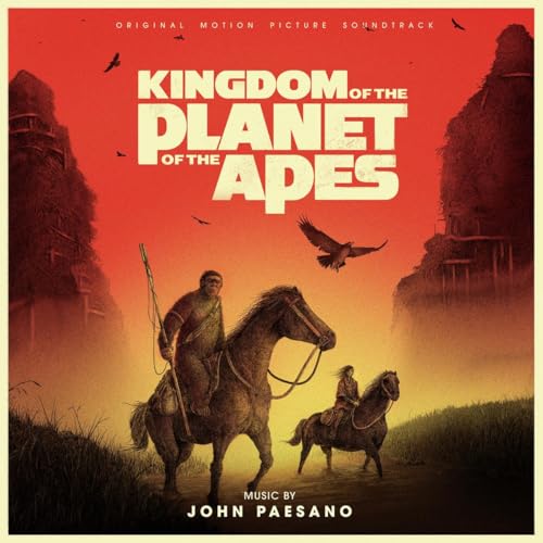Soundtrack album cover for "Kingdom of the Planet of the Apes" with apes on horses.