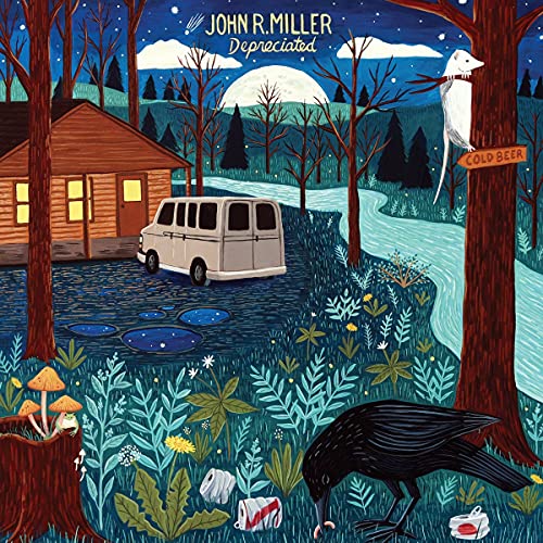 CD cover: cabin, van, crow, and forest scene under a full moon.