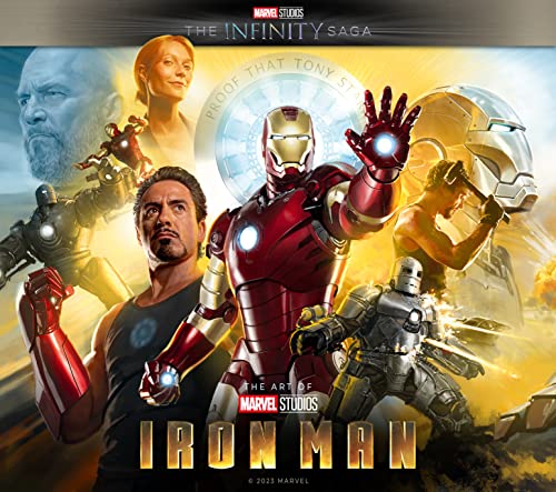 Iron Man art book cover featuring Robert Downey Jr. and suit variations.