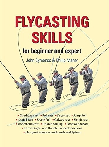 Book cover: five fly fishers casting lines, titled "Flycasting Skills".