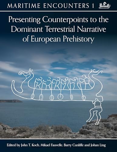 Book cover with white line drawing of a boat and coastal scene.