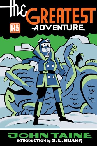 Book cover: illustrated adventurer facing a blue sea serpent in snow.