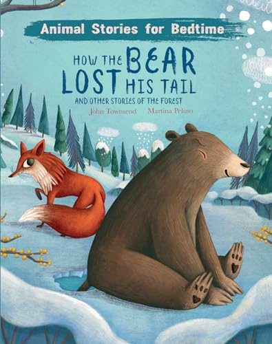 Book cover with a bear and fox in a snowy forest scene.