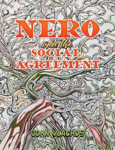 Book cover: "Nero and the Social Agreement" with abstract, swirling artwork.