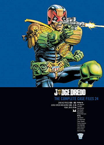 Judge Dredd comic book cover featuring a futuristic lawman with a gun.