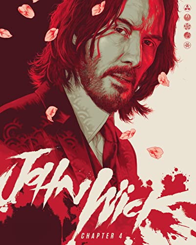John Wick Chapter 4 Blu-ray cover featuring Keanu Reeves with red petals.