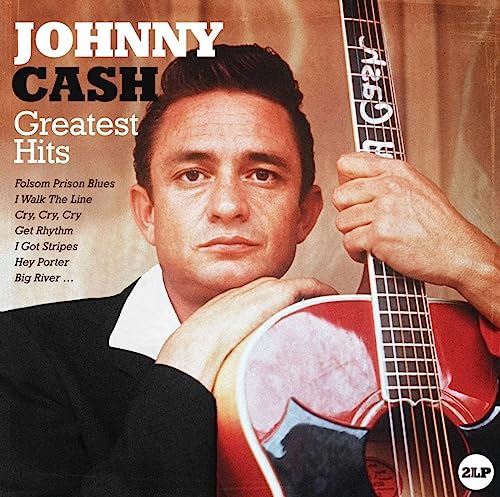 Johnny Cash album cover featuring a portrait and acoustic guitar.