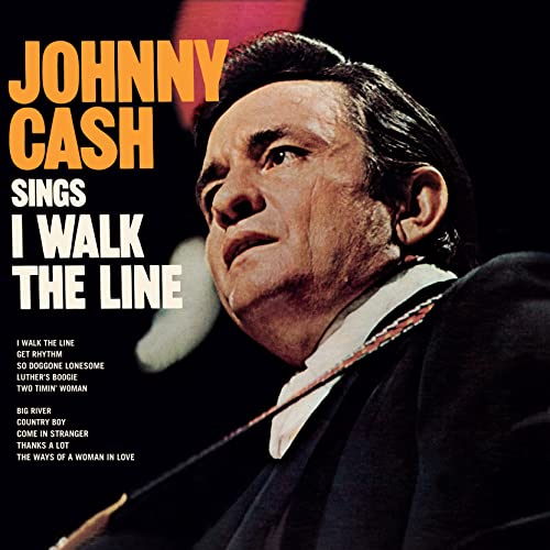 Johnny Cash album cover: portrait of Cash in black and white.