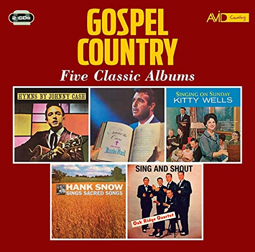 CD cover for "Gospel Country" featuring Johnny Cash, Kitty Wells, and others.