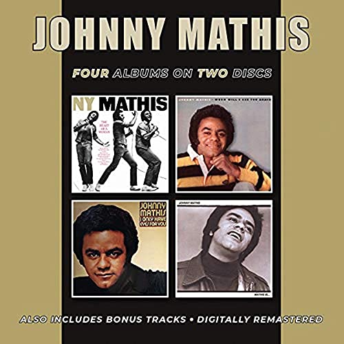 CD cover featuring four Johnny Mathis album thumbnails arranged in a two-by-two grid.