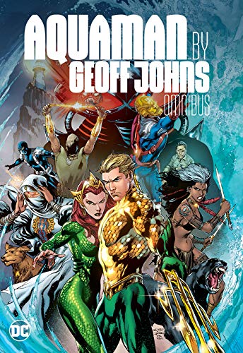 Aquaman comic book cover featuring heroes and underwater scenes.