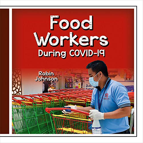 Book cover featuring a masked grocery worker sanitizing shopping carts.