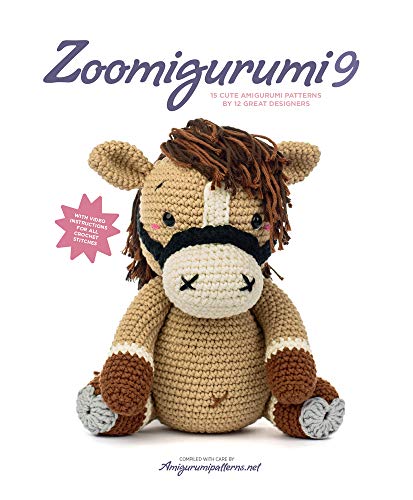 Book cover for Zoomigurumi 9 featuring a crocheted tan horse with a dark mane.