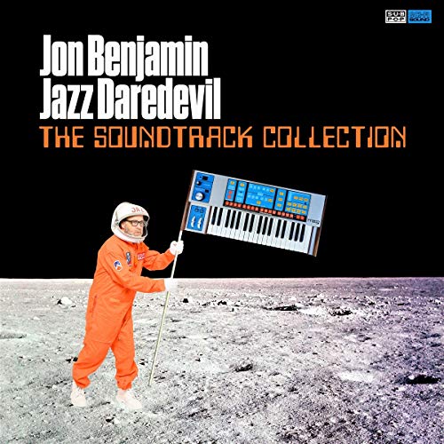 Album cover: astronaut with synthesizer on a lunar surface.