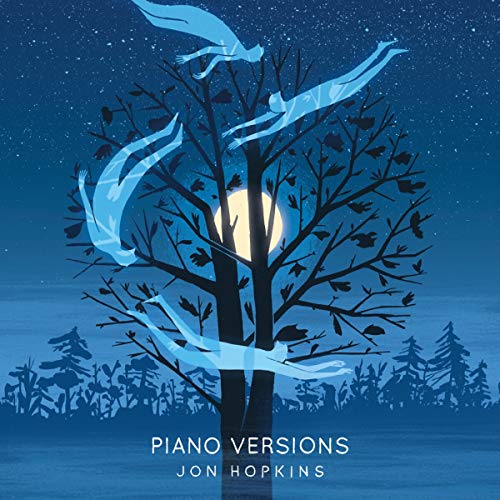 Album cover for Jon Hopkins’ “Piano Versions” featuring a tree and figures.