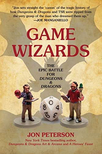 Book cover featuring “Game Wizards” title, winged figures, and miniature game pieces.