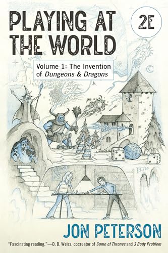 Book cover depicting fantasy art and people playing a tabletop game.