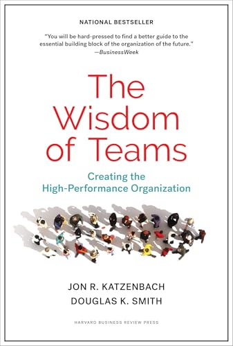 Book cover: "The Wisdom of Teams" with miniature figures scattered below title.