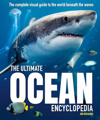 Book cover featuring a great white shark and colorful reef fish.