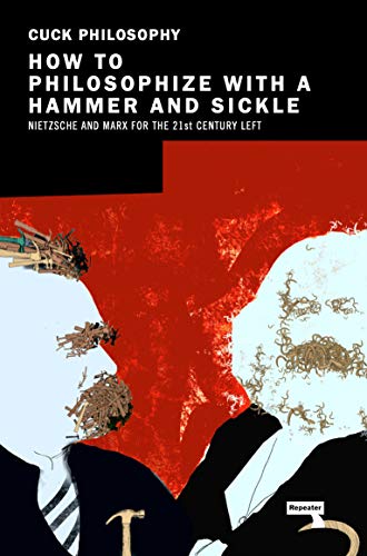 Book cover with abstract faces, red background, and bold white text.