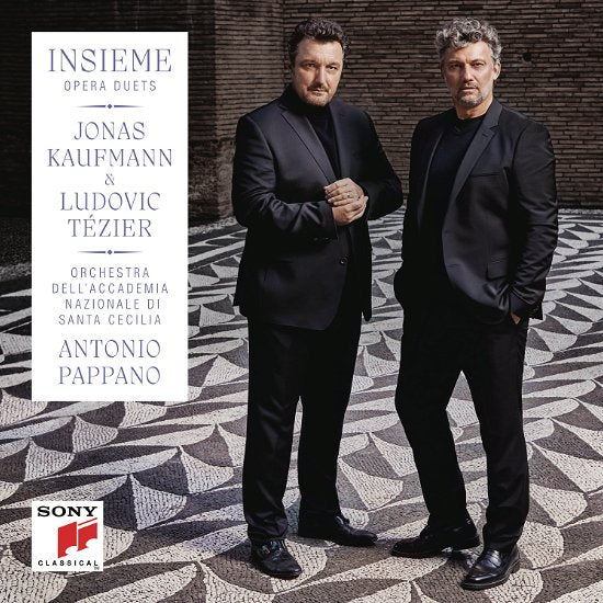 CD cover featuring Jonas Kaufmann and Ludovic Tézier in suits.