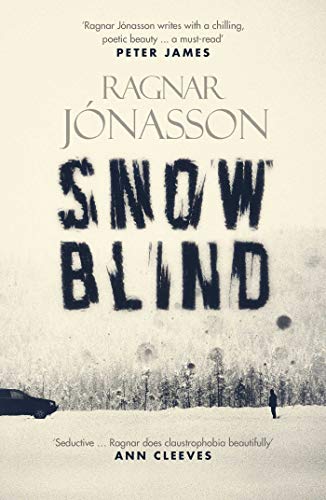 Book cover for Snowblind by Ragnar Jónasson showing a snowy landscape with a car.