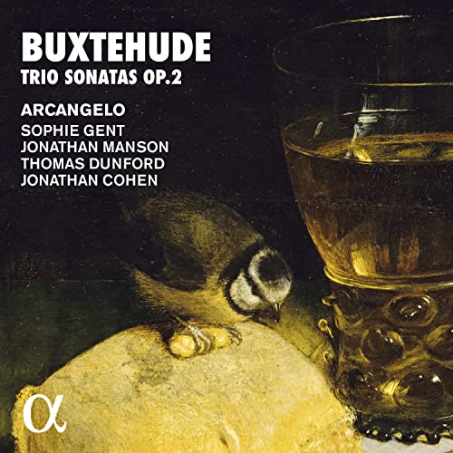 CD cover featuring a still life painting of an owl and glass.