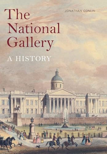 Book cover with a large neoclassical building and people in old-fashioned clothing walking around.