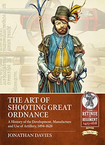 Book cover depicting a 16th-century man with artillery diagrams.