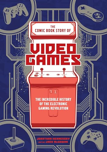 Book cover: red arcade cabinet with video game controllers around it.