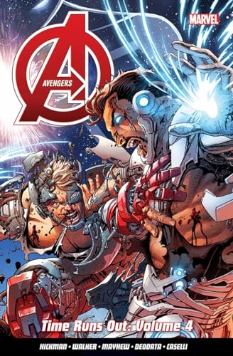 Comic book cover showing Iron Man and Captain America fighting with glowing energy effects.