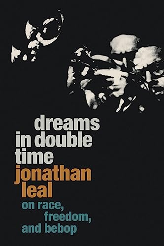 Book cover with black background, white text, and blurred jazz musician image.