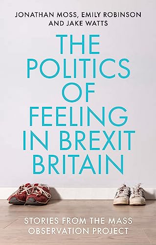 Book cover with teal text, shoes at the bottom, wooden floor.