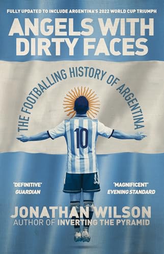Book cover: footballer with arms outstretched before an Argentinian flag.