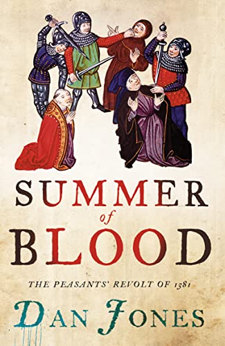 Book cover depicting medieval figures with weapons, titled “Summer of Blood.”