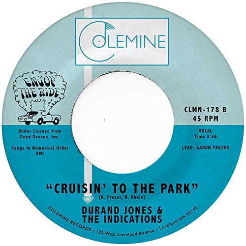 Blue 7-inch vinyl record label for Durand Jones & The Indications.