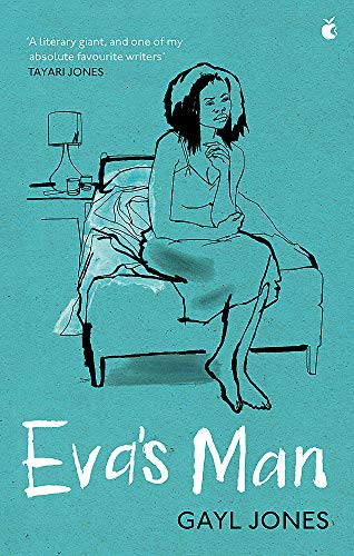 Book cover: woman sitting on bed, sketched illustration, teal background.