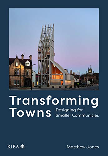 Book cover featuring a modern building in a small town setting.