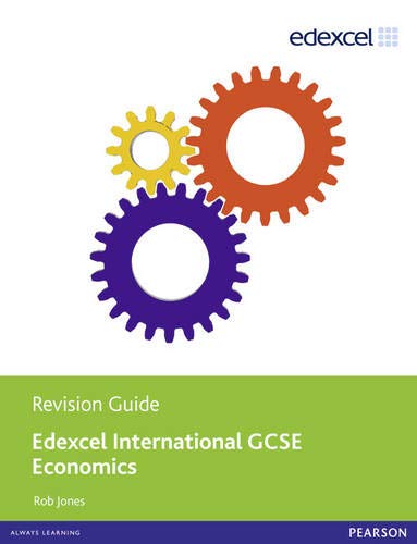 Economics revision guide cover with gears, text “Edexcel International GCSE Economics.”
