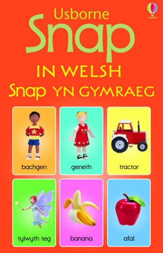 Snap" card game cover in Welsh, showing illustrated cards with Welsh words.